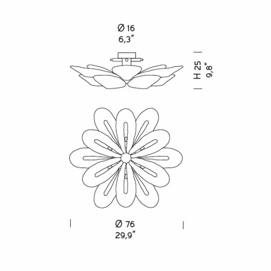Candeeiro de tecto de vidro veneziano moderno feito à mão na Itália - Minos Viadurini