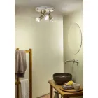 Candeeiro de tecto redondo 3 focos em latão e cerâmica pintada à mão - Savona Viadurini