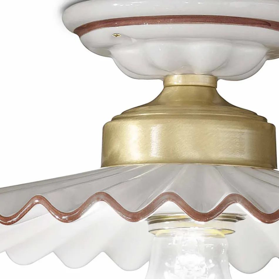 Luminária de teto de cerâmica design rústico L'Aquila by Ferroluce Viadurini