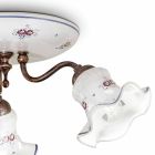 Lâmpada de teto artesanal vintage em ferro e cerâmica decorada à mão - Chieti Viadurini