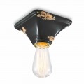 Luminária de teto de cerâmica vintage com base quadrada Ashley by Ferroluce