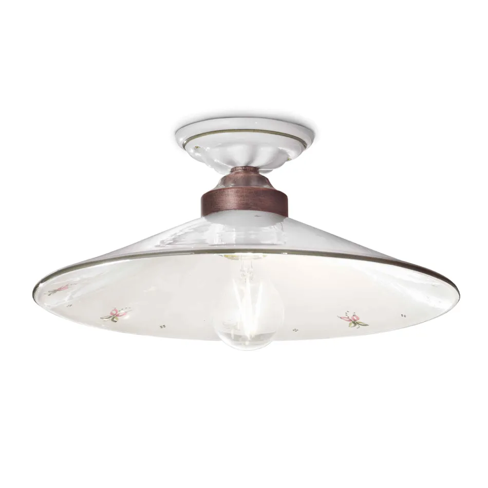 Lâmpada de teto vintage em cerâmica e ferro artesanal em 3 tamanhos - Asti Viadurini