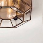 Candeeiro de teto vintage em latão polido e vidro 2 tamanhos - encadernado por Il Fanale Viadurini