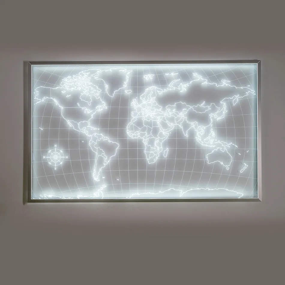 Planisfério de parede iluminado Amaris, feito de plexiglass, fabricado na Itália. Viadurini