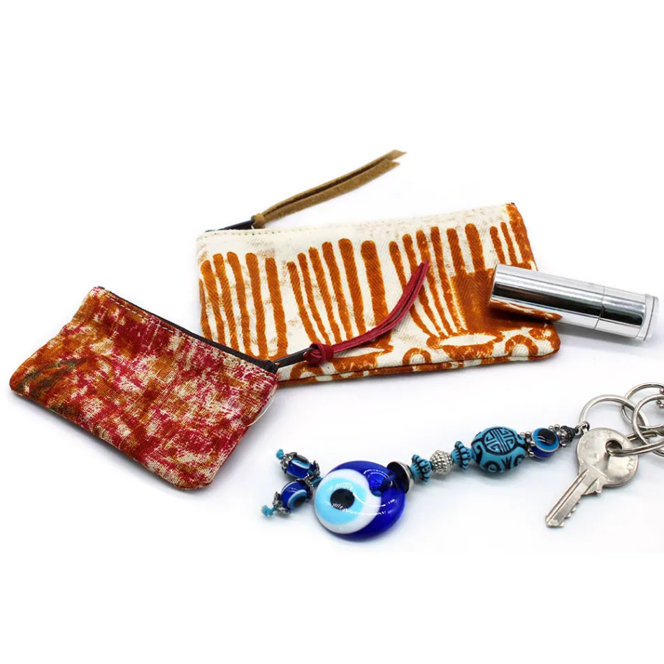 Bolsa Clutch Artística Estampada à Mão, Peça Única em Algodão, 2 Peças - Viadurini by Marchi Viadurini