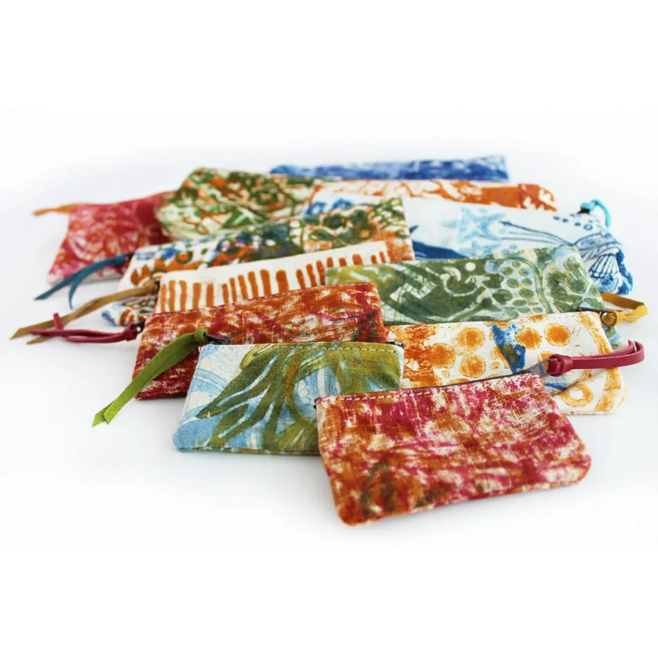 Bolsa Clutch Artística Estampada à Mão, Peça Única em Algodão, 2 Peças - Viadurini by Marchi Viadurini