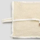 Bolsa Clutch de Algodão Natural Favo de Mel Branco com Botão de Madrepérola - Anteha Viadurini
