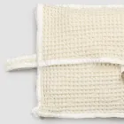 Bolsa Clutch de Algodão Favo de Mel Branco Natural com Botão Madrepérola - Anteha Viadurini