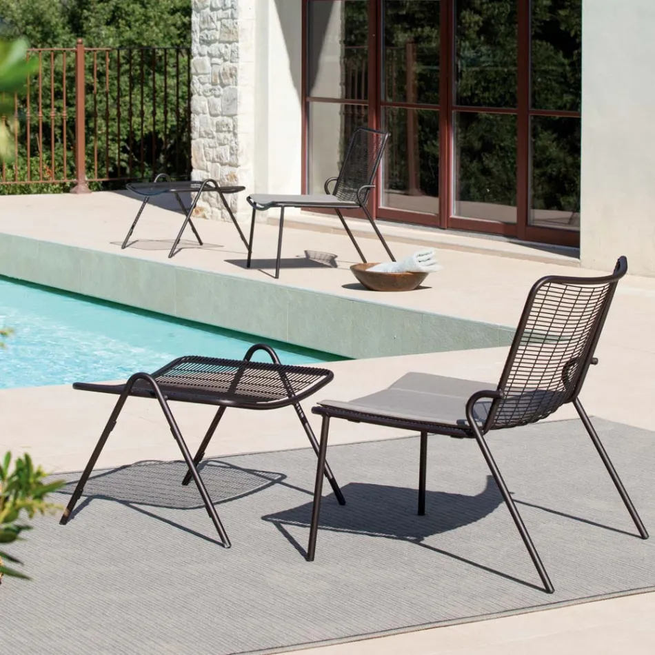 Repousa-pés de jardim com estrutura de aço galvanizado fabricado na Itália - Elvia Viadurini