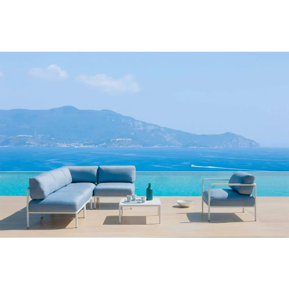 Poltrona Central Modular para Outdoor em Metal e Tecido Made in Italy - Cola Viadurini