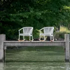 Poltrona de balanço ao ar livre em madeira maciça e tecido - Smart por Varaschin Viadurini