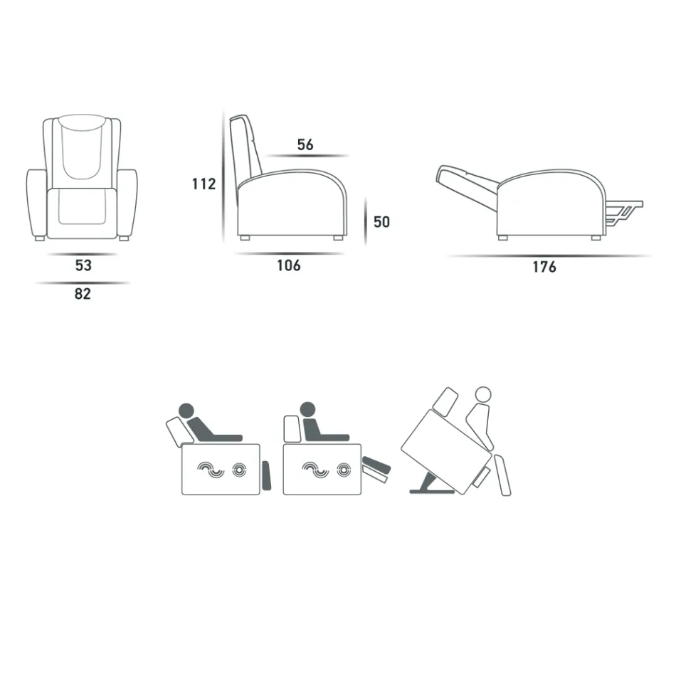 Cadeira elevatória de 2 motores com massagem shiatsu made in Italy Bria Viadurini