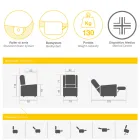 Poltrona elevatória em tecido com funções de elevação, relaxamento e cama - Romina Viadurini