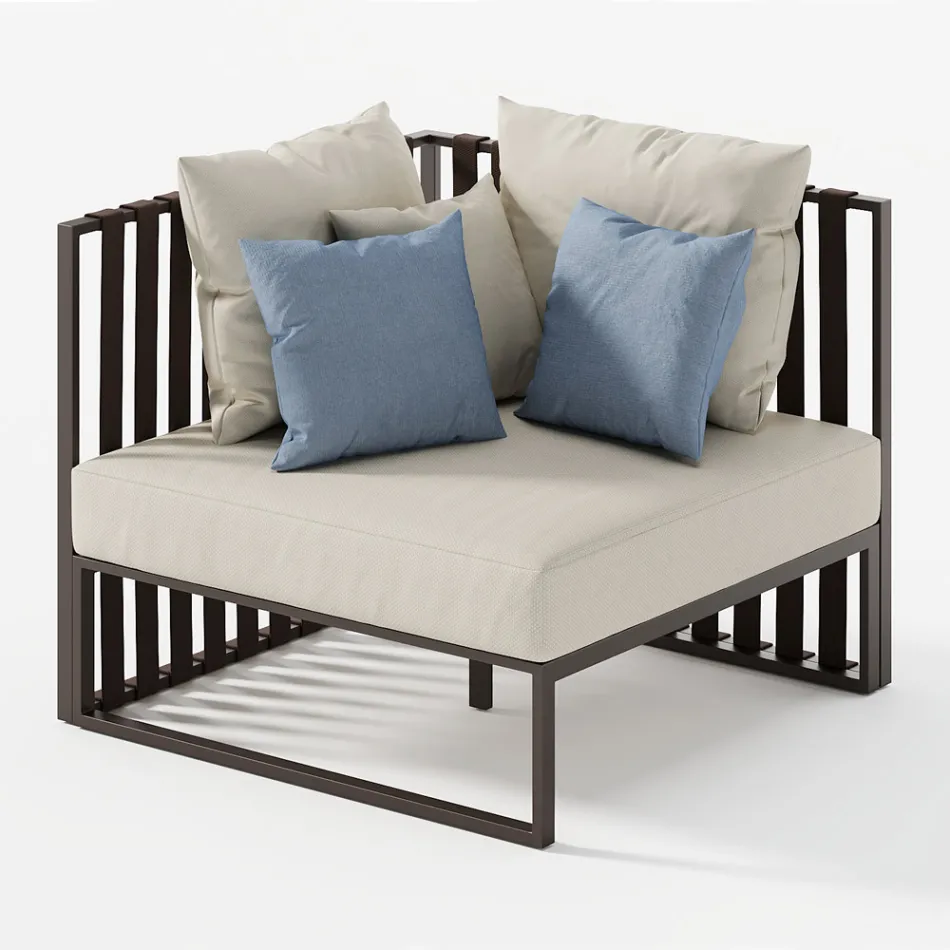 Poltrona Externa de Canto Direito em Alumínio e Alças Made in Italy - Juliediv Viadurini