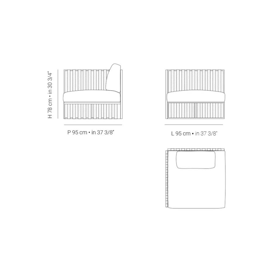 Poltrona Externa de Canto Direito em Alumínio e Alças Made in Italy - Juliediv Viadurini