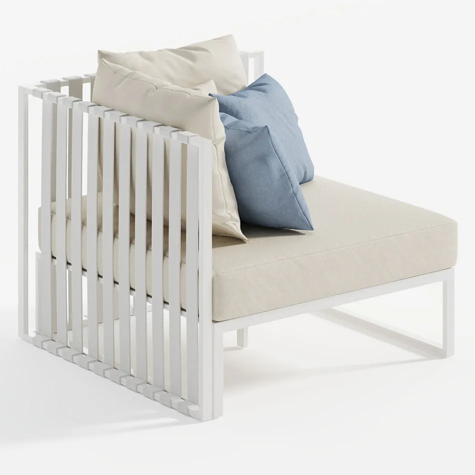 Poltrona de canto esquerdo ao ar livre em alumínio e alças fabricadas na Itália - Juliediv Viadurini