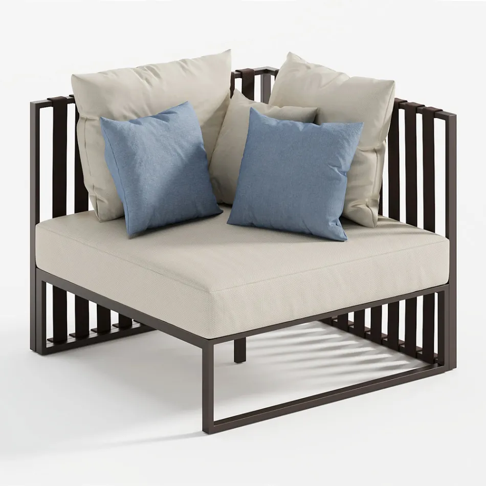 Poltrona de canto esquerdo ao ar livre em alumínio e alças fabricadas na Itália - Juliediv Viadurini