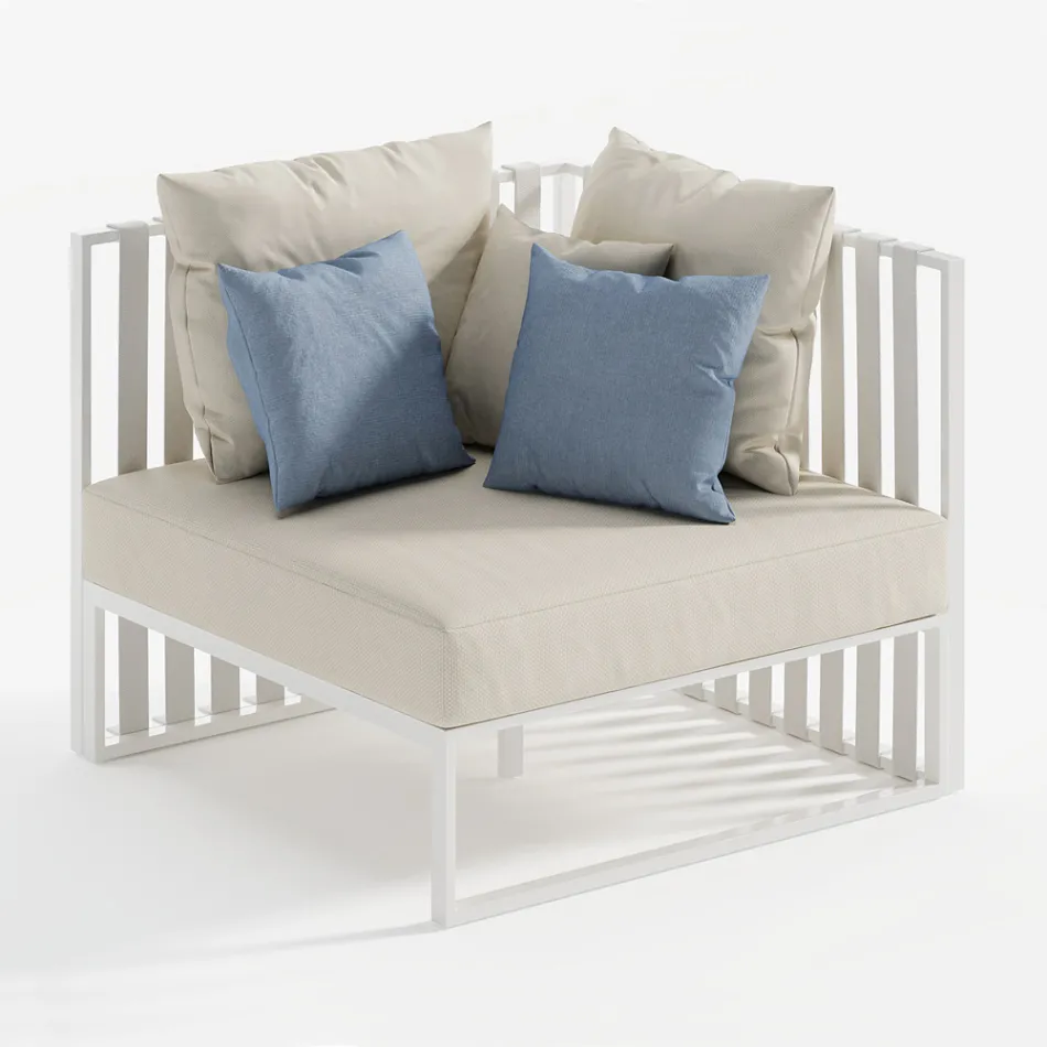 Poltrona de canto esquerdo ao ar livre em alumínio e alças fabricadas na Itália - Juliediv Viadurini