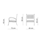 Poltrona baixa de jardim em aço galvanizado com braços fabricado na Itália - Selvaggia Viadurini