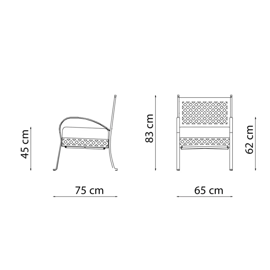 Poltrona baixa de jardim em aço galvanizado com braços fabricado na Itália - Selvaggia Viadurini