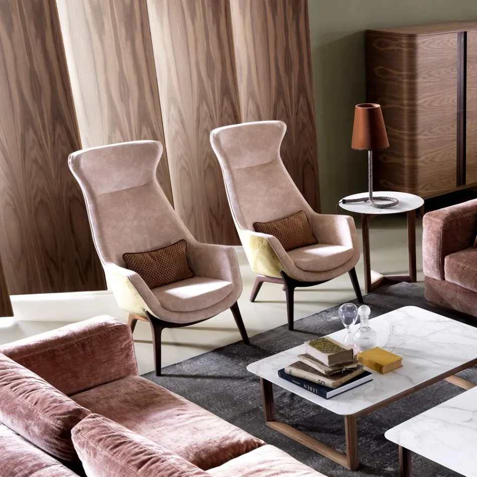 Design bergére poltrona em tecido Grilli Wilde 100% made in Italy Viadurini