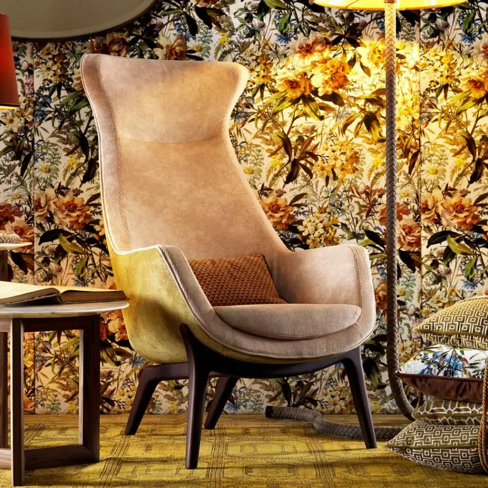 Design bergére poltrona em tecido Grilli Wilde 100% made in Italy Viadurini