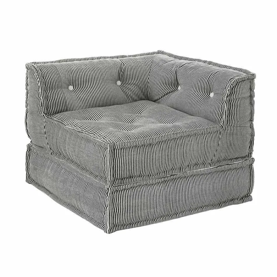 Poltrona Chaise Longue de Design Étnico em Retalhos de Algodão, para Sala de Estar - Fibra Viadurini