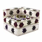 Poltrona Chaise Longue de Design Étnico em Retalhos de Algodão, para Sala de Estar - Fibra Viadurini