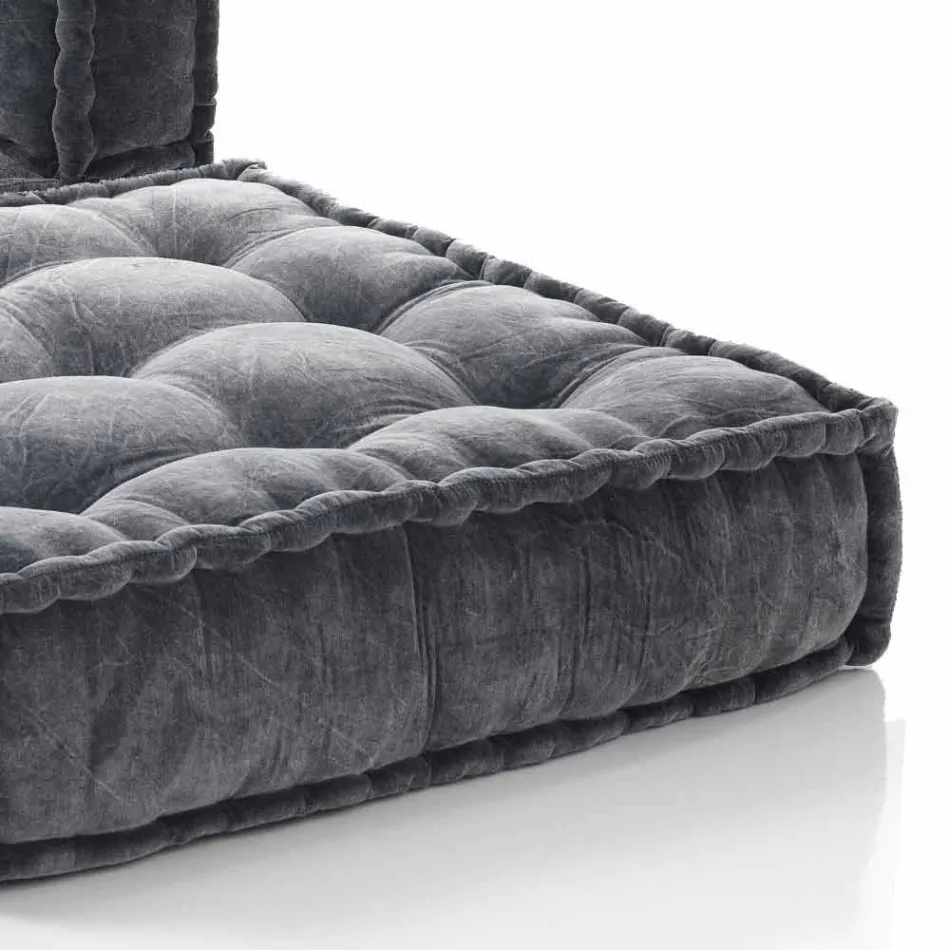 Poltrona Chaise longue de design étnico em veludo cinza ou azul - fibra Viadurini