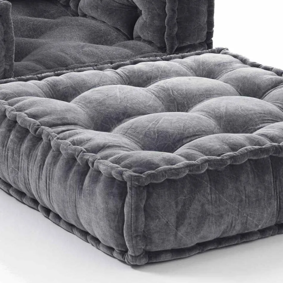 Poltrona Chaise longue de design étnico em veludo cinza ou azul - fibra Viadurini