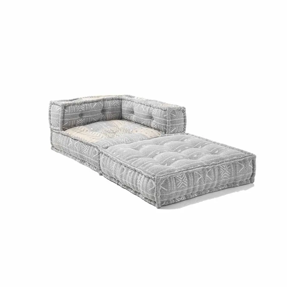 Poltrona Chaise Longue em Patchwork Algodão para Lounge de Design Étnico - Fibra Viadurini