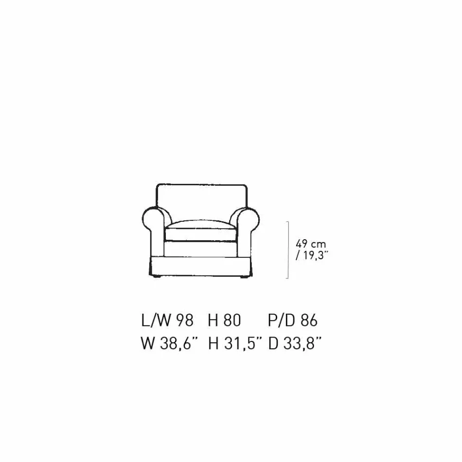 Poltrona Clássica Estofada em Tecido Made in Italy - Andromeda Viadurini