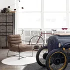 Poltrona clássica em aço e couro falso com design marrom ou preto - Kendy Viadurini