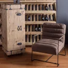 Poltrona clássica em aço e couro falso com design marrom ou preto - Kendy Viadurini