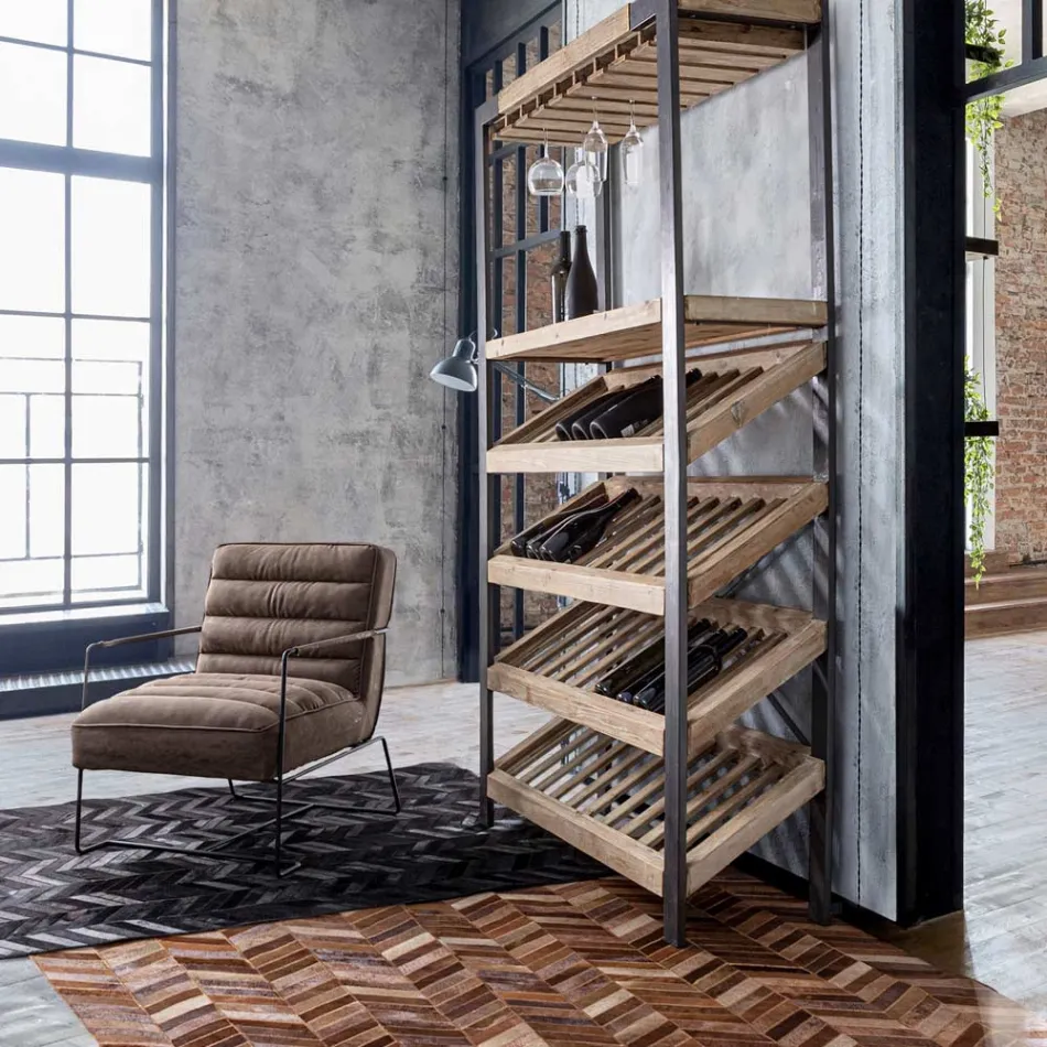 Poltrona clássica em aço e couro falso com design marrom ou preto - Kendy Viadurini