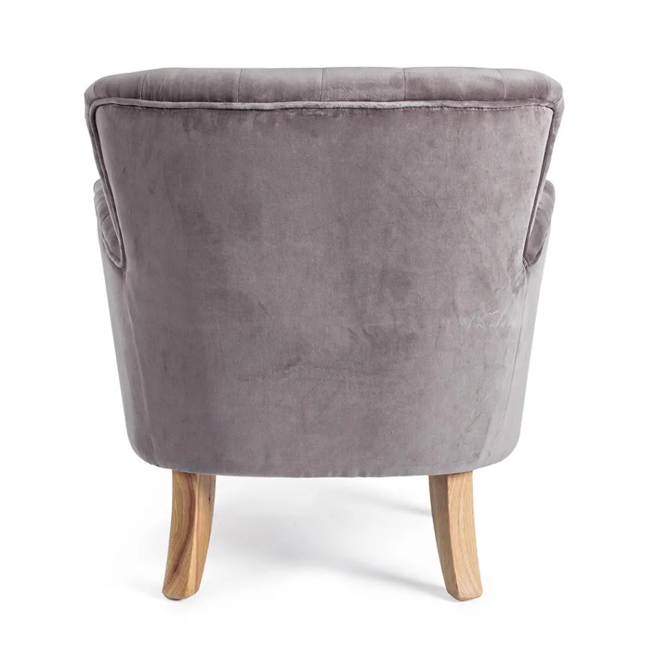 Poltrona Clássica em Madeira e Assento Acolchoado em Algodão Acolchoado - Monny Viadurini