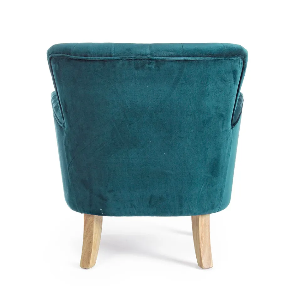 Poltrona Clássica em Madeira e Assento Acolchoado em Algodão Acolchoado - Monny Viadurini