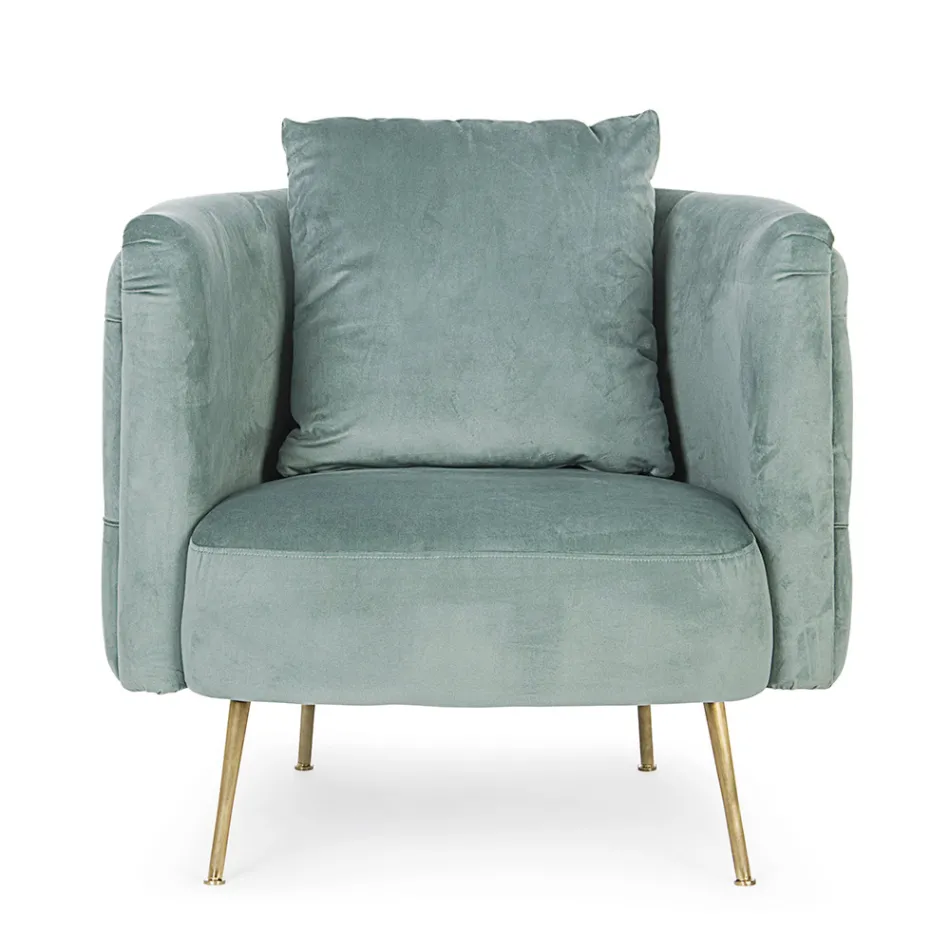 Poltrona Classic em Madeira Estofada com Efeito Veludo Homemotion - Nichy Viadurini