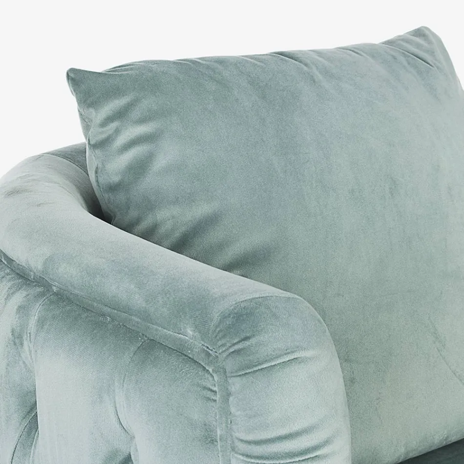 Poltrona Classic em Madeira Estofada com Efeito Veludo Homemotion - Nichy Viadurini