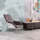 Poltrona com Base Metálica, Estrutura em Polipropileno e Almofadas em Tecido - Tablet Viadurini