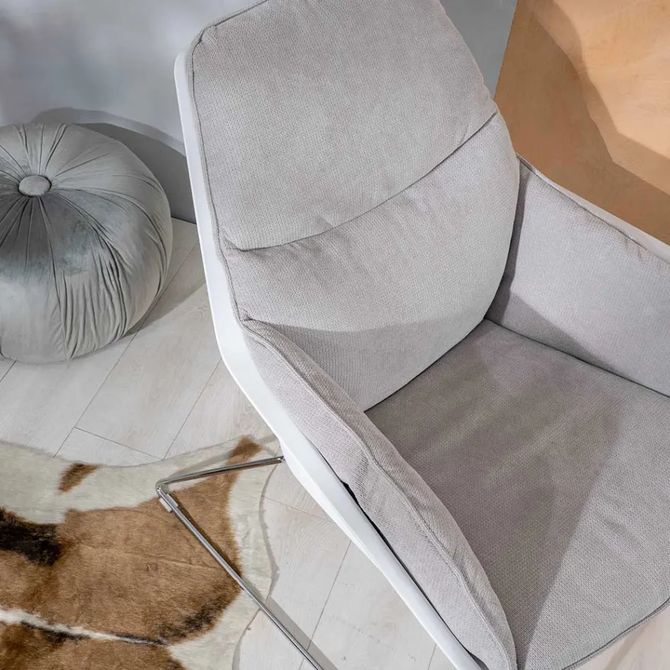 Poltrona com Base Metálica, Estrutura em Polipropileno e Almofadas em Tecido - Tablet Viadurini