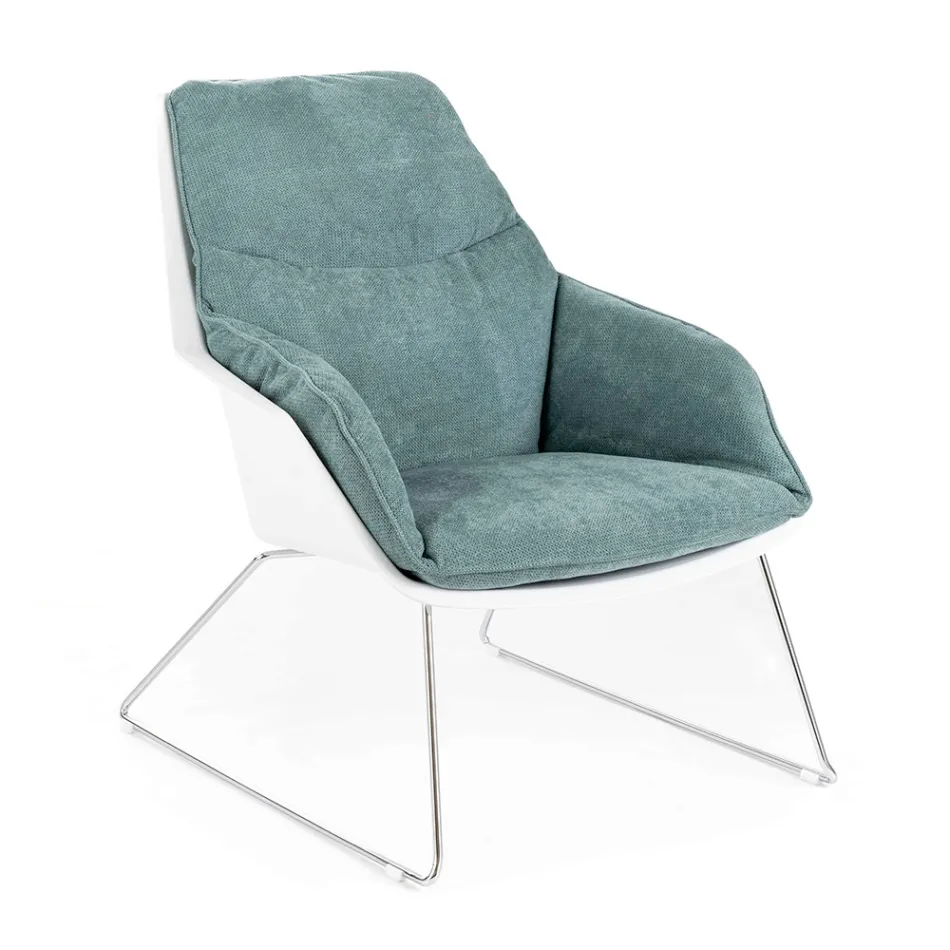 Poltrona com Base Metálica, Estrutura em Polipropileno e Almofadas em Tecido - Tablet Viadurini