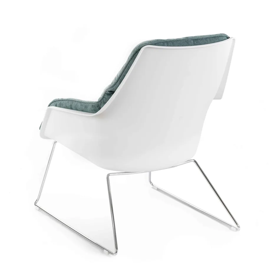 Poltrona com Base Metálica, Estrutura em Polipropileno e Almofadas em Tecido - Tablet Viadurini