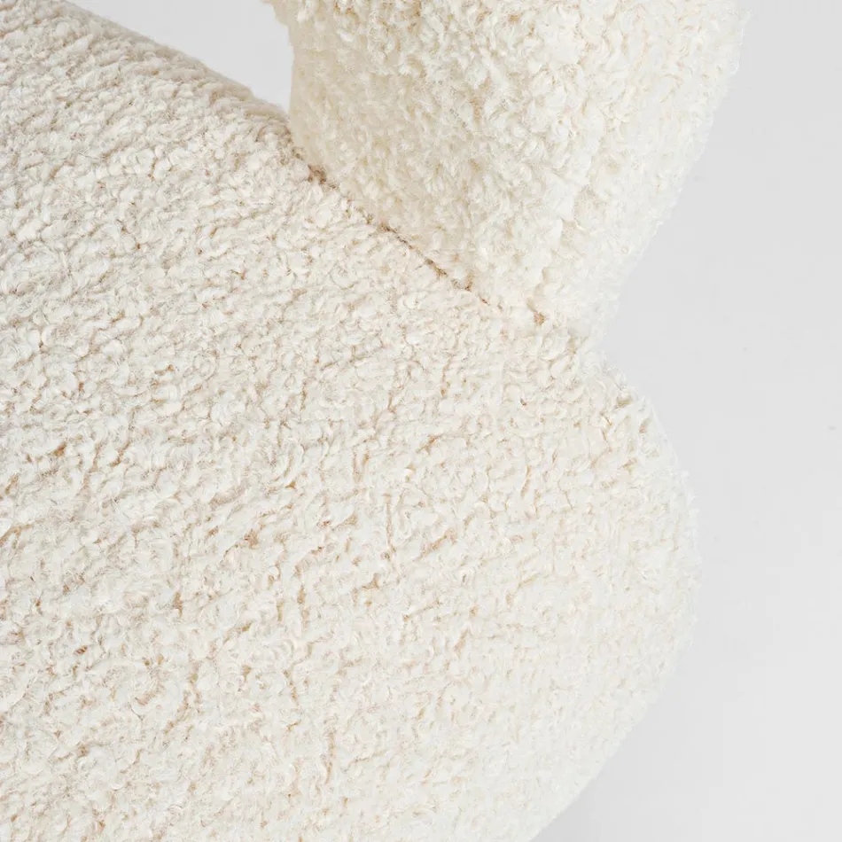 Poltrona com apoio de braços em Rubberwood e assento com efeito de lã - Patrizia Viadurini