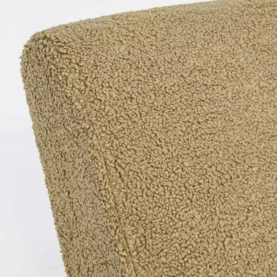 Poltrona com apoio de braços em Rubberwood e assento com efeito de lã - Patrizia Viadurini