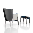 Poltrona com Pufe em Tecido Patchwork - Bromo Viadurini