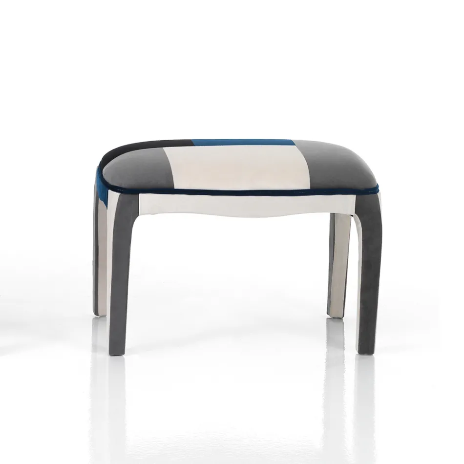 Poltrona com Pufe em Tecido Patchwork - Bromo Viadurini