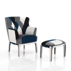 Poltrona com Pufe em Tecido Patchwork - Bromo Viadurini