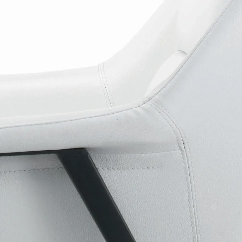 Poltrona com Estrutura em Aço Preto e Assento em Couro Ecológico Fabricado na Itália - Modena Viadurini