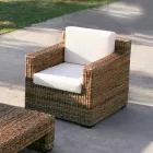 Poltrona com Estrutura em Tecelagem Natural de Banana e Almofadas Cru - Prato Viadurini